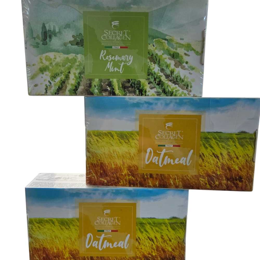 Secret Collagen Brand Rosemary Mint and Oatmeal Bath Soap SET OF THREE BARS!